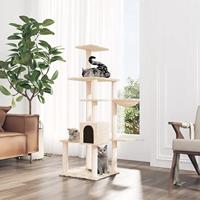 VidaXL Kattenmeubel met sisal krabpalen 142 cm crèmekleurig - thumbnail