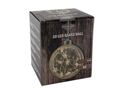 Svenska Living Glasbal 10cm met draad ster 10led 2xaa Svenska Living Glasbal 10cm met draad ster 10led 2xaa