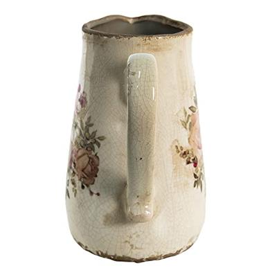 Clayre & Eef Decoratie Kan 1500 ml Roze Beige Keramiek Bloemen Clayre & Eef Decoratie Kan 1500 ml Roze Beige Keramiek Bloemen