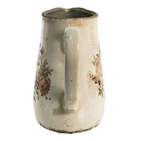 Clayre & Eef Decoratie Kan 1500 ml Roze Beige Keramiek Bloemen - thumbnail