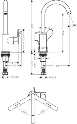 Hansgrohe Wastafelmengkraan Rebris S Eengreeps 210 Met Draaibare Uitloop En Trekwaste Chroom - thumbnail