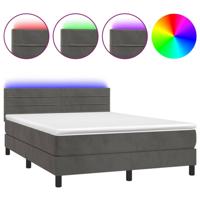 Boxspring met matras en LED fluweel donkergrijs 140x190 cm - thumbnail