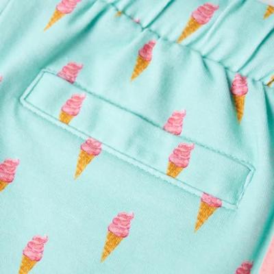 Kindershorts met trekkoord ijsjesprint 116 lichtmintkleurig