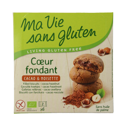 Koekjes met creme choco/hazelnoot glutenvrij bio 12 Stuks
