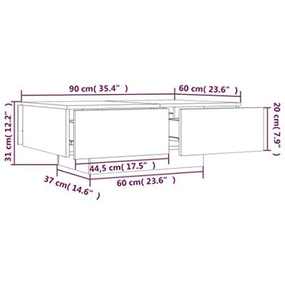 Salontafel 90x60x31 cm bewerkt hout grijs sonoma eikenkleurig