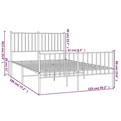 Bedframe met hoofd- en voeteneinde metaal zwart 120x190 cm