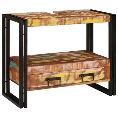 Wastafelonderkast met lade met plank Massief Gerecycled Hout, Ijzer Wastafelonderkast met lade met plank Massief Gerecycled Hout, Ijzer