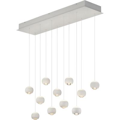 LED Hanglamp - Musterring Cannon - 11 Lichtpunten van 5 Watt - Rechthoek - Dimbaar - Aanpasbare Lichtkleur - Hoogte Aanpasbaar - Geheugenfunctie - Nachtlamp - Mat Wit - Metaal