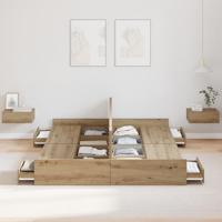 Opbergbedframe met lade artisanaal eikenkleurig 140 x 200 cm - thumbnail