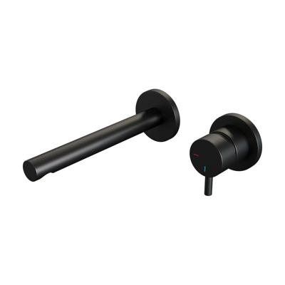 Inbouw Wastafelmengkraan Brauer Black Edition Coldstart Rechte Uitloop Korte Ronde Hendel Rechts Mat Zwart Met Rozetten Brauer