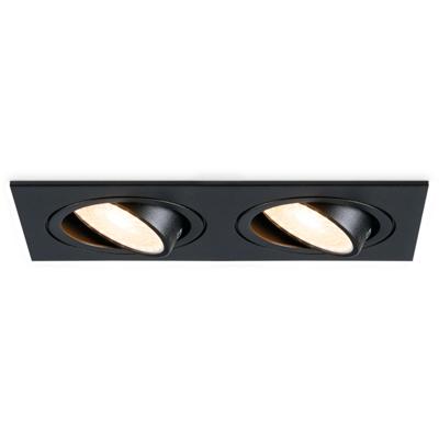 Mallorca LED inbouwspot - IP20 - Kantelbaar - 8 watt 690 lumen - 2700K warm wit - Dubbel - GU10 - Dimbaar - Rechthoek - Voor binnen - Zwart