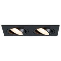Mallorca LED inbouwspot - IP20 - Kantelbaar - 8 watt 690 lumen - 2700K warm wit - Dubbel - GU10 - Dimbaar - Rechthoek - Voor binnen - Zwart - thumbnail
