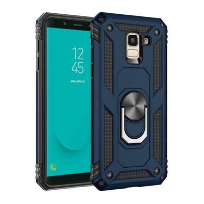 Armor schokbestendig TPU + PC beschermende case voor Galaxy J6 (2018) met 360 graden rotatie houder (blauw)
