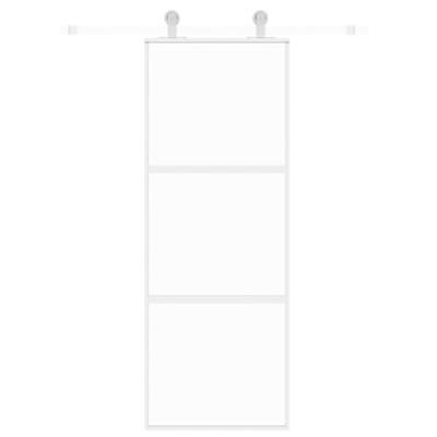 Schuifdeur 76x205 cm gehard glas en aluminium wit