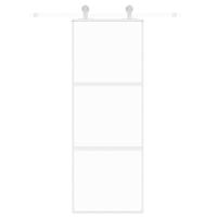 Schuifdeur 76x205 cm gehard glas en aluminium wit - thumbnail