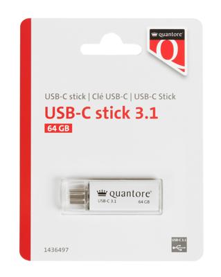 Usb stick 3.1 quantore usb-c 64gb zilver