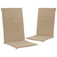 VidaXL Tuinstoelkussens 2 st hoge rug 120x50x3 cm stof beige - thumbnail