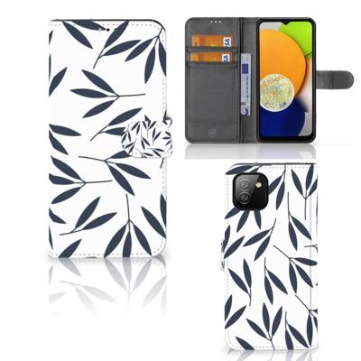 Samsung Galaxy A03 Hoesje Leaves Blue | Portemonnee hoesje
