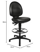 Topstar Werkdraaistoel | vloerglijders + voetring | kunstleer kussen zwart | 590-840 mm | 1 stuk - 72250 D10T 72250 D10T - thumbnail