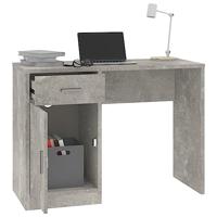 Bureau met kast en lade 100x40x73 cm bewerkt hout betongrijs - thumbnail