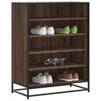 Schoenenkast 75x38x97,5 cm bewerkt hout en metaal bruin eiken - thumbnail
