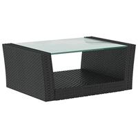 16-delige Loungeset met kussens poly rattan zwart - thumbnail