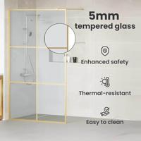 VidaXL Inloop douche wand goud 115 x 195 cm gehard glas - thumbnail
