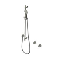 Glijstangset Hotbath Cobber Met Wandaansluitbocht En Handdouche Geborsteld Nikkel - thumbnail