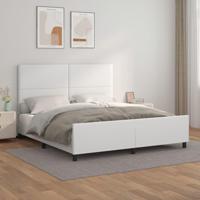 Bedframe met hoofdbord kunstleer wit 160x200 cm - thumbnail