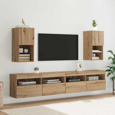 Wandgemonteerde TV-kasten 2 pcs Artisan Eiken 30,5 x 30 x 60 cm