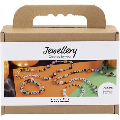 Creativ Company Mini hobbyset sieraden, halskettingen en armbanden, halloween kleuren, 1 doos Creativ Company Mini hobbyset sieraden, halskettingen en armbanden, halloween kleuren, 1 doos
