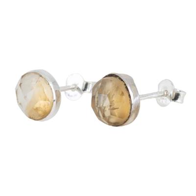 Geboortesteen Oorstekers November Citrien Facet - 925 Zilver