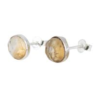 Geboortesteen Oorstekers November Citrien Facet - 925 Zilver - thumbnail
