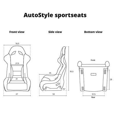 Sportstoel 'MO' - Zwart - Vaste polyester rugleuning SS77Z