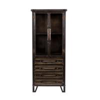 ZILT Vitrinekast Gregory met 4 laden - Bruin - thumbnail