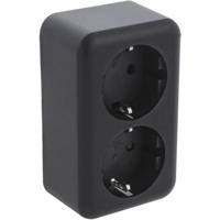 Q-Link Contactdoos | Opbouw | 2-voudig | Met Aanraakbeveiliging | Met Randaarde | Zwart - 00.945.50 - thumbnail