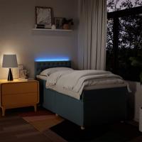 Boxspring met matras stof blauw 140x190 cm - thumbnail