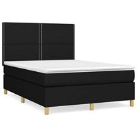 Boxspring met matras stof zwart 140x190 cm - thumbnail