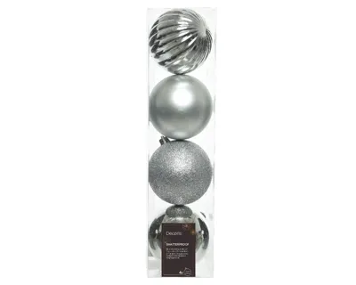 Decoris kerstballen set Plastic 4st Zilver 10cm