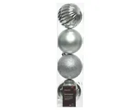 Decoris kerstballen set Plastic 4st Zilver 10cm - thumbnail