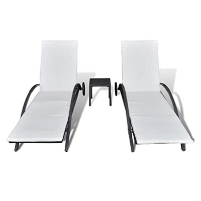 VidaXL Ligbedden met tafel poly rattan zwart