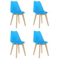 Vidaxl Eetkamerstoelen 4 St Kunststof Blauw - thumbnail