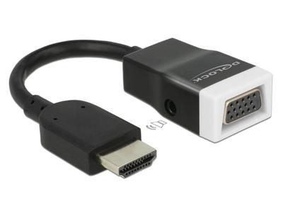 Delock 65587 HDMI / VGA Adapter [1x HDMI-stekker - 1x D-sub bus 15-polig] Zwart, Wit