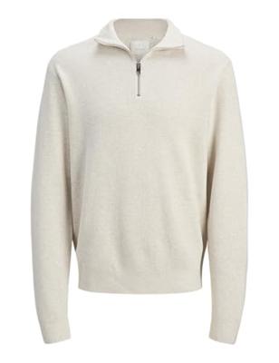 Jack & Jones Jprblamilano Stitch Knit Half Zip Sn Trui Cloud Dancer Melange