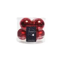 Decoris kerstballen Glas 8st kerstrood 7cm - thumbnail