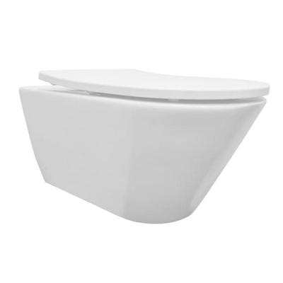 Wandcloset Wiesbaden Stereo Rimless Softclose met Shade Toiletzitting Glans Wit Wandcloset Wiesbaden Stereo Rimless Softclose met Shade Toiletzitting Glans Wit