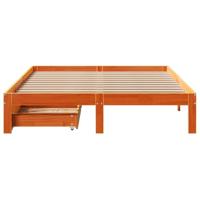 Bedframe met lades massief grenenhout wasbruin 120x190 cm - thumbnail