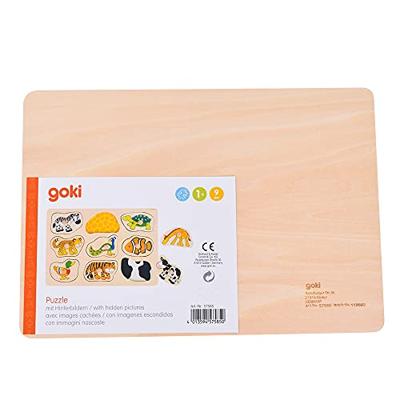 Goki houten dieren noppenpuzzel, 9st.