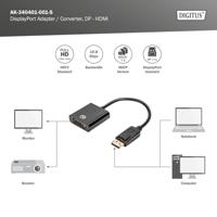 Digitus AK-340401-001-S DisplayPort / DVI Adapter [1x DisplayPort stekker - 1x DVI-bus 24+5-polig] Zwart 15.00 cm - thumbnail