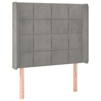 Hoofdbord met randen 103x16x118/128 cm fluweel lichtgrijs - thumbnail
